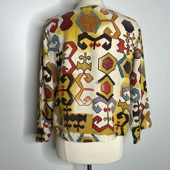 Chico’s linen geo bold print jacket size 2 = size large - Picture 4 of 8